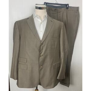 Men J. Hilburn Vitale Barberis Canonico wool cuffed 2-piece 3-button suit, 48R